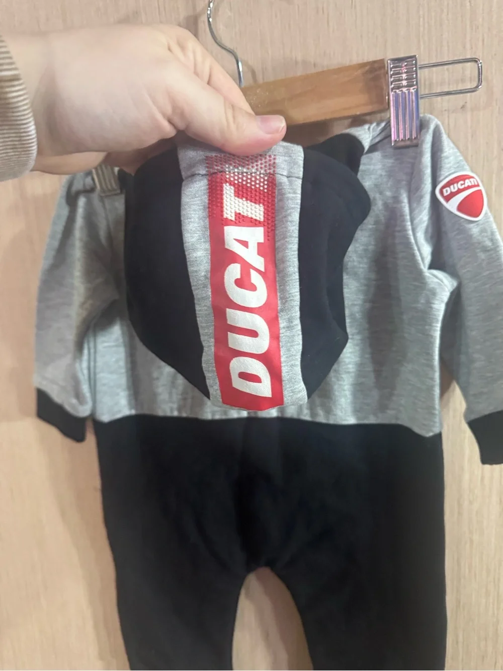 Ducati Baby Motorcycle Hoodie Jumpsuit in Gray & Black Size 3 Months NWT